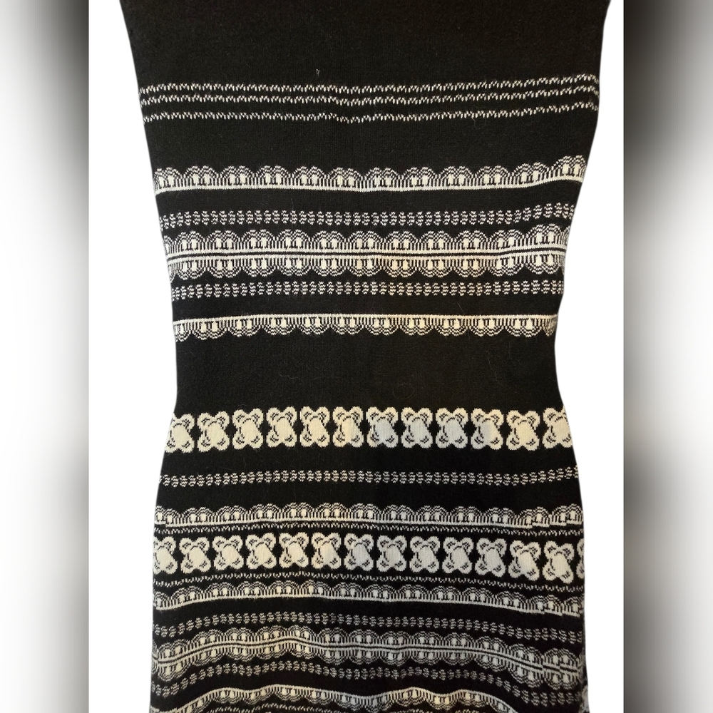 CeCe Elegant Black and White A-Line Jacquard Knit Dress Size Small NWT - Picture 9 of 9